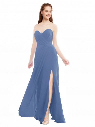 Vendedor de Amor Chiffon Sem Mangas Windsor Azul Vestidos de Madrinha